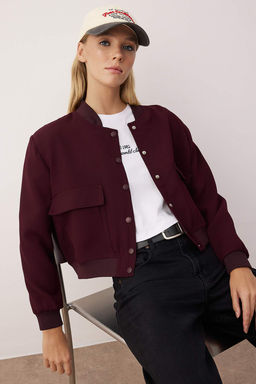 Siyah Premium Bomber Crop Dokuma Ceket TWOAW24CE00047 - Trendyolmilla фото 17