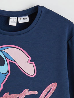 Stitch Bask?l? K?z ?ocuk Sweatshirt
