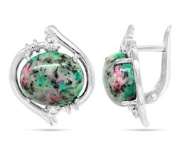 Серьги, цоизит, СПН4204