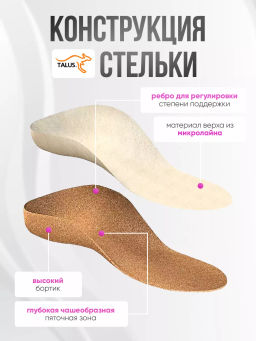 Детские корригирующие ортопедические стельки из натуральной пробки от вальгуса Talus 58П Эффект плюс  фото 8
