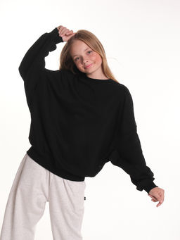 Толстовка оверсайз для девочки 22-2017 черный - Mini maxi фото 3