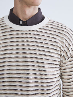 Bisiklet Yaka ?izgili Erkek Triko Kazak