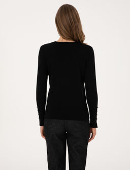 Siyah Slim Fit Basic Kazak