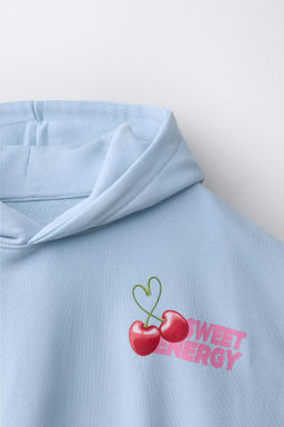 SUDADERA CAPUCHA FRUTAS / Azul claro - Zara фото 4