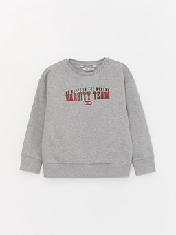 Bisiklet Yaka Bask?l? Uzun Kollu K?z ?ocuk Sweatshirt