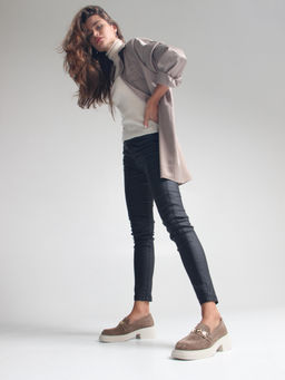 Лоферы туфли 173.1453be.Коричневый капучино замша