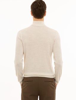 Bej Slim Fit Yar_m Bal_k__ Basic Triko Kazak