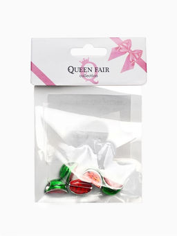 Цена за 5 шт. Шарм «Арбузик сочный», зелёно-красный в серебре