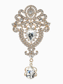 Брошь «Императрица», вензеля, цвет белый в золоте