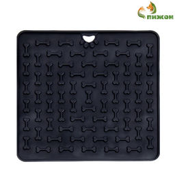 Коврик для лизания на присосках 18.518.5 см, TPE, чёрный - Пижон фото 2