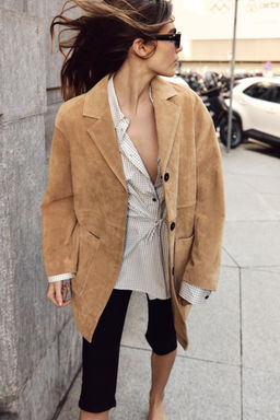 CHAQUETA 100% PIEL ANTE / Tostado - Zara фото 19