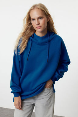 Saks Kapusonlu Oversize Sardonlu Orme Sweatshirt