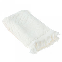 Полотенце махровое "Тропики" 50х90см, хлопок 100%, с бахромой, белый (Китай)