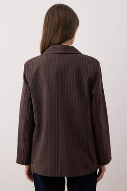 Kahverengi Cizgili Anvelop Blazer Ceket TWOAW26BC00063 - Trendyolmilla фото 6