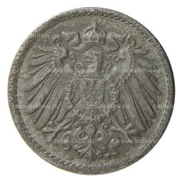 Монета 5 пфеннигов 1919 года F Германия