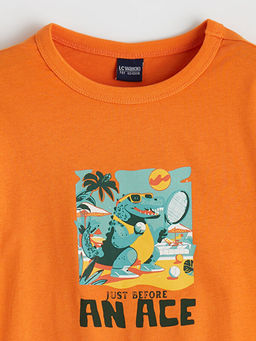 Bisiklet Yaka Bask?l? Erkek ?ocuk Ti??rt