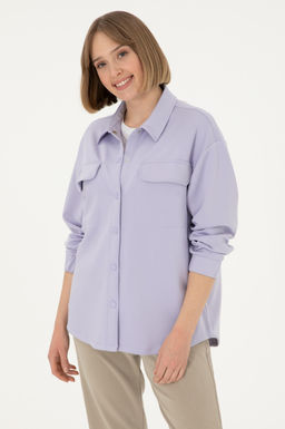 Женская сиреневая трикотажная рубашка Неожиданная скидка в корзине - U.s. polo assn фото 8