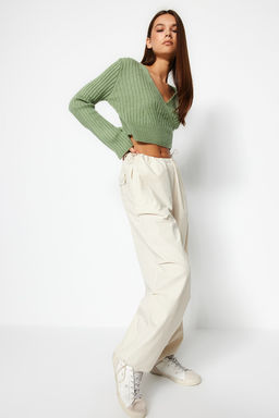 Mint Crop Yumusak Dokulu Kruvaze Triko Kazak TWOAW24KZ00381 - Trendyolmilla фото 3