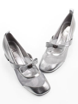 06-H36A-55C GREY/SILVER Туфли женские (натуральная кожа)