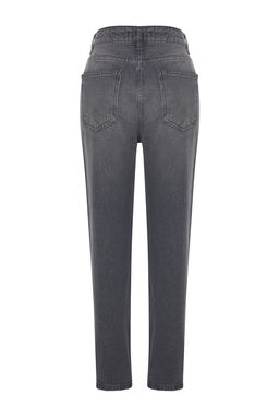 Gri Yuksek Bel Mom %100 Pamuk Non-Stretch Jeans TWOAW24JE00076