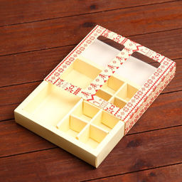 Коробка для конфет, 8 конфет и шоколадка, 17,7 х 17,7 х 3,8 см Вязанка - UPAK LAND фото 4