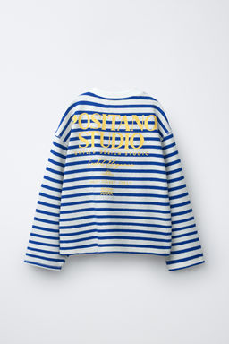 CAMISETA RAYAS Y TEXTO / Azul - Zara фото 5