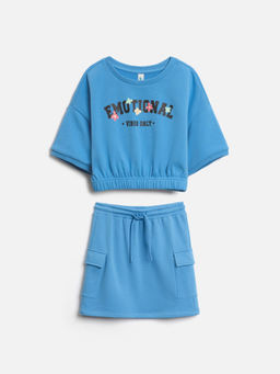 ACOOLA / Комплект для девочек ((1)джемпер и (2)юбка) Agnessa синий  фото 3