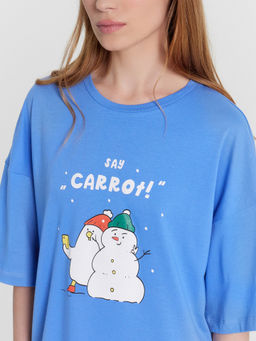 Туника женская домашняя голубая с принтом и надписью Say carrot! азур +печать1 512079 - Mark formelle фото 5