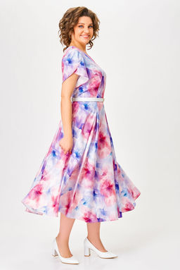 Платье Swallow 829 Принт Розово-голубые цветы фото 3