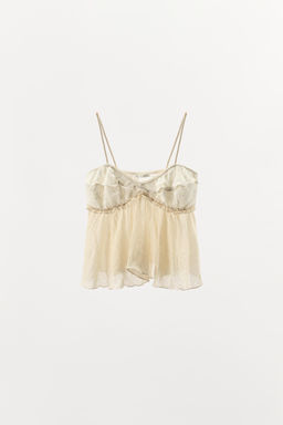 TOP LENCERO COMBINADO ENCAJE / Crudo - Zara фото 7