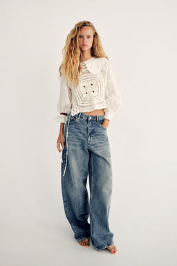 CONTRAST CROCHET BLOUSE