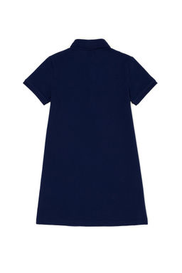 Темно-синее трикотажное платье с короткими рукавами для девочки - U.s. polo assn фото 5