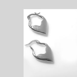 Серьги Сердце миниатюрное, цвет серебро - Queen fair фото 2
