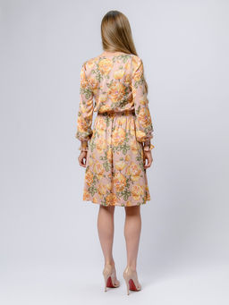 Платье розового цвета с принтом и длинными рукавами - 1001dress фото 4