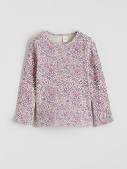 Bisiklet Yaka ?i?ekli K?z ?ocuk Ti??rt