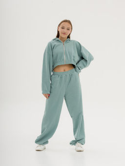 Костюм из спортивной ткани найк футер утепленный, мята (велюр эффект) - Knitka wear фото 4