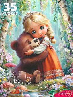 Puzzle 35 элементов "Принцесса с медвежонком" (Ф35-3426) крупные детали