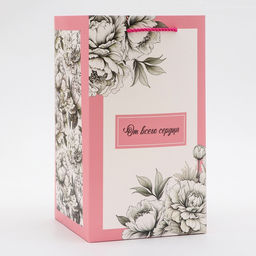 Цена за 5 шт. Коробка для цветов с вкладышем, От всего сердца, с ручками, 20?20?35 см