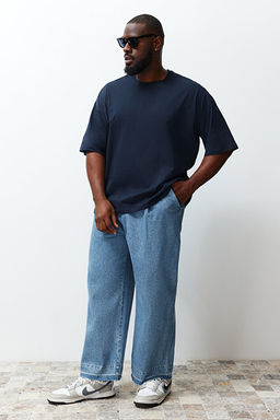B_y_k Beden Lacivert Oversize/Geni_ Kesim %100 Pamuklu T-Shirt TMNSS23TS00139 - Trendyolmilla фото 2