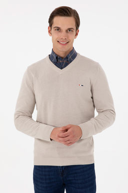 Erkek Slim Fit V Yaka Ta_ Basic Kazak