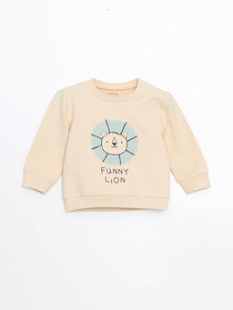 Bisiklet Yaka Bask?l? Erkek Bebek Sweatshirt ve E?ofman Alt 2li