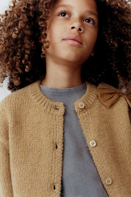 KNIT CARDIGAN WITH ORGANZA BOW - Zara фото 5