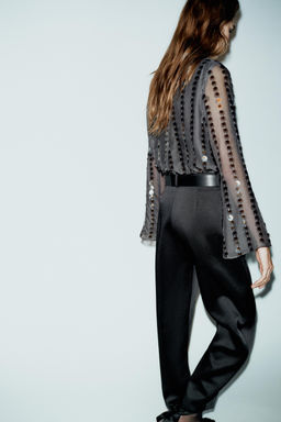 SATIN BARREL TROUSERS WITH BELT - Zara фото 6