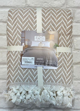 Покрывало хлопковое EFOR ZIGZAG (200*230) бежевый BEJ