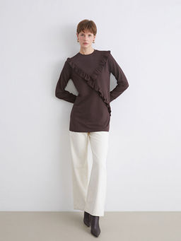 Bisiklet Yaka F?rf?rl? Kad?n Sweatshirt Tunik