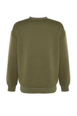 TRENDYOLMILLA Tas Animal Nak?sl? Regular/Normal Kal?p Kal?n Ici Polarl? Orme Sweatshirt TWOAW24SW00196 фото 8