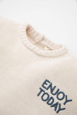 Свитер с круглым вырезом с принтом для маленьких мальчиков - Defacto фото 6