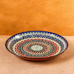 Ляган узбекский Риштанская керамика «Узоры», для плова, d=36 см, синий
