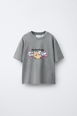 FADED-EFFECT CAPYBARA CAPYFUN  T-SHIRT