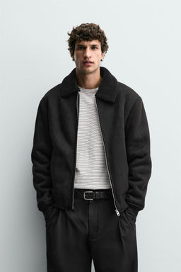 FAUX SUEDE JACKET WITH FAUX SHEARLING - Zara фото 2